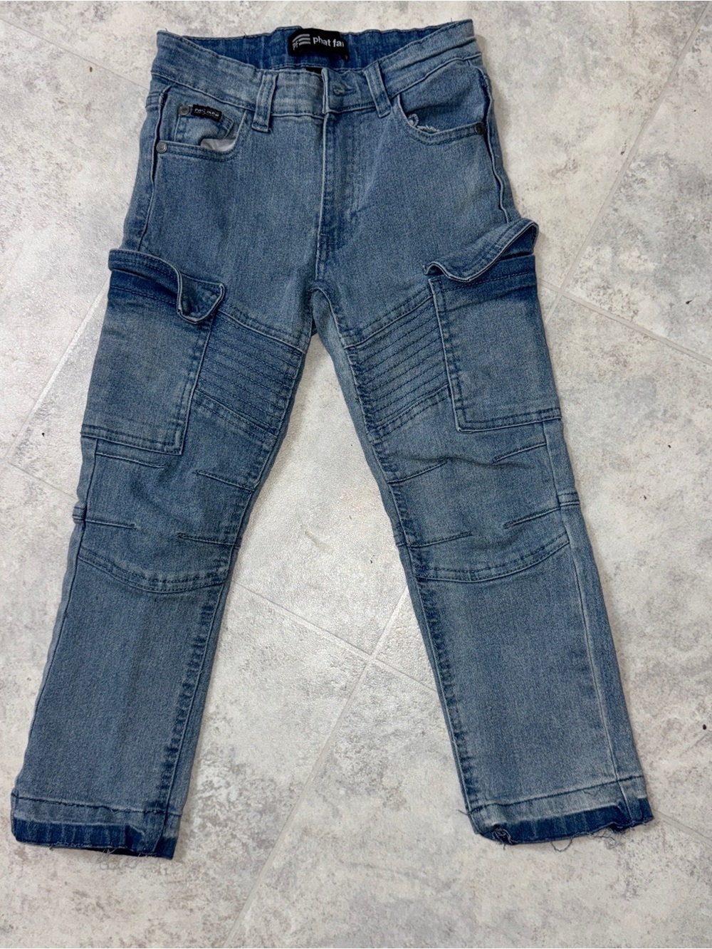 Phat Farm Boys Denim Cargo Jeans in Blue, sz 6